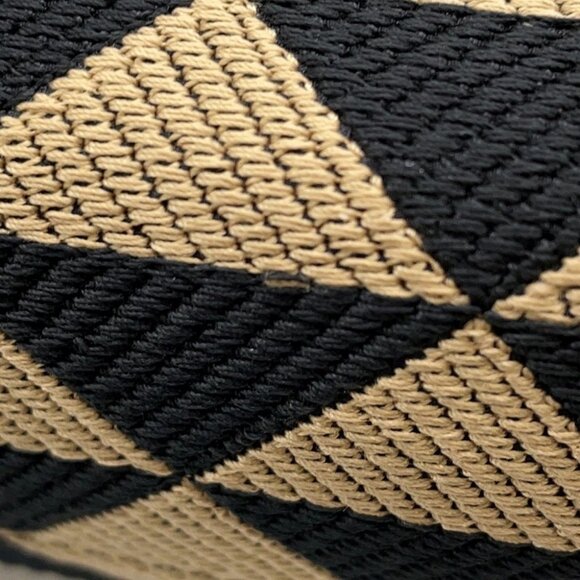 PRADA Symbol EmbroideryFabric Small Handbag Jaguar / Leather Black/Beige 1BA354 - Picture 6 of 12